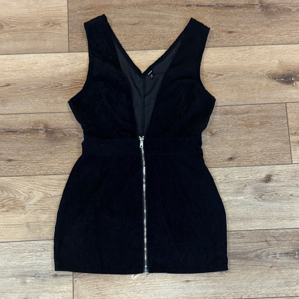 Elegant Black Zipper corduroy Dress SHEIN Small petite - Picture 2 of 7